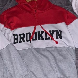 Red, grey, white Brooklyn hoodie